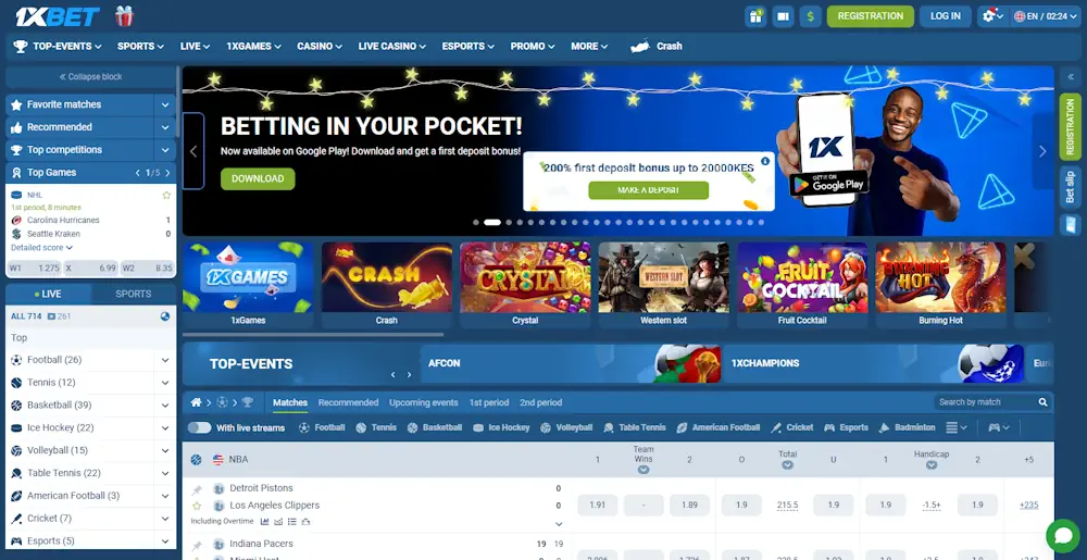 1xBet Casino and Sportsbook Screenshot